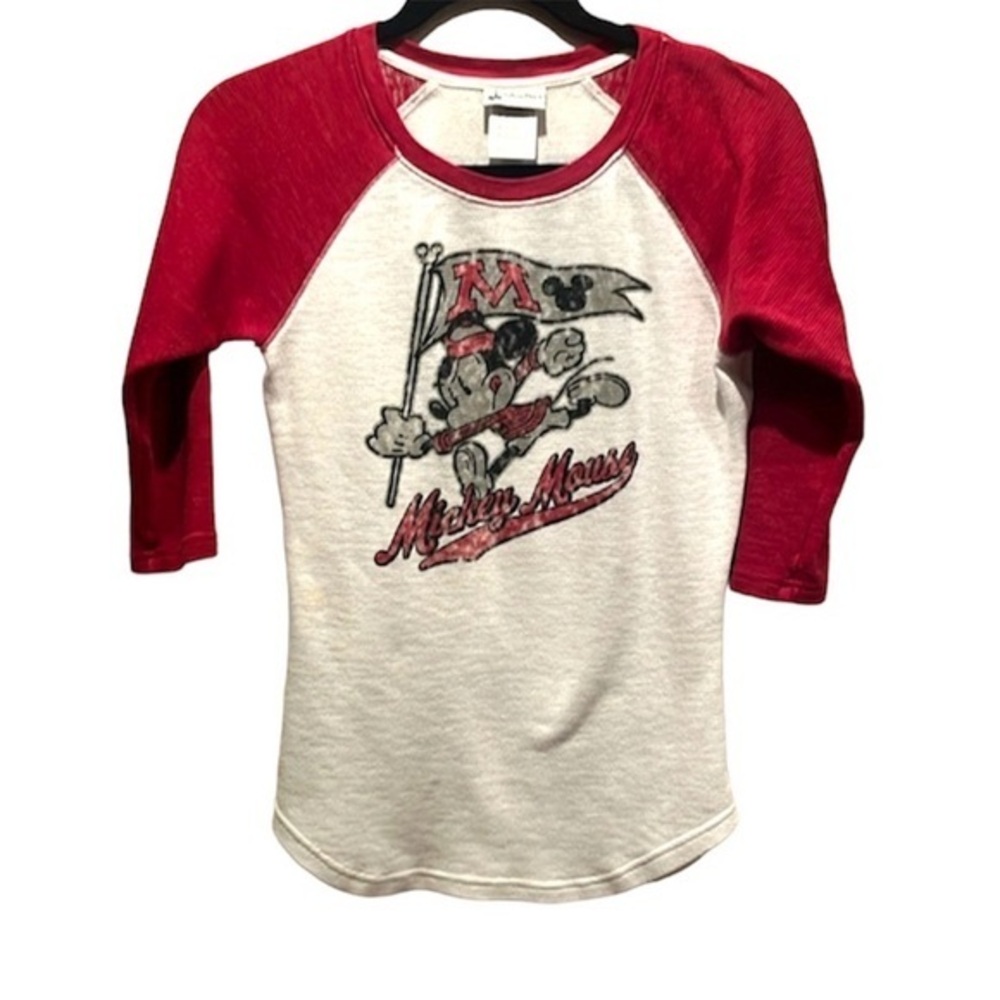 Disney Parks Mickey Mouse Baseball Flag Runner Cheerleader Shirt Size Large